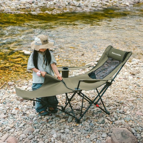 Крісло-шезлонг складане Naturehike CNK2550JJ023 Nightfall T05, сталь, хакі