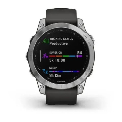 Смарт-часы Garmin fenix 7 серебристые с ремешком графитового цвета