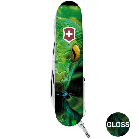 Ніж Victorinox Huntsman Zodiac 91мм,15функ ,Зелена дерев'яна змія