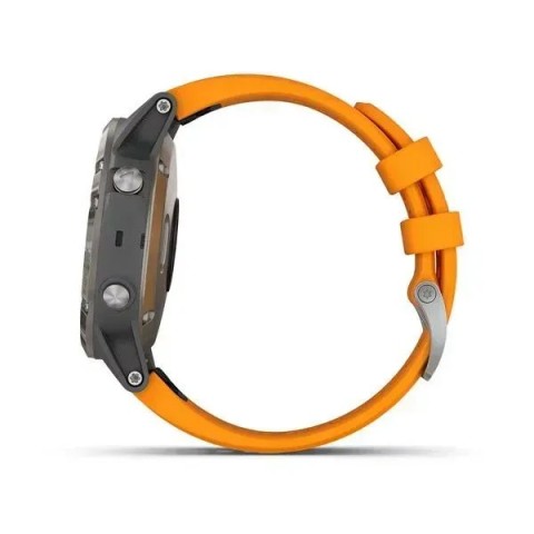 Смарт-годинник Garmin fenix 5 Plus Sapphire титановий з помаранчевим ремінцем