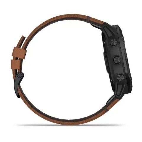 Смарт-часы Garmin fenix 6X Sapphire Edition черные DLC с каштановыми кожаным ремешком