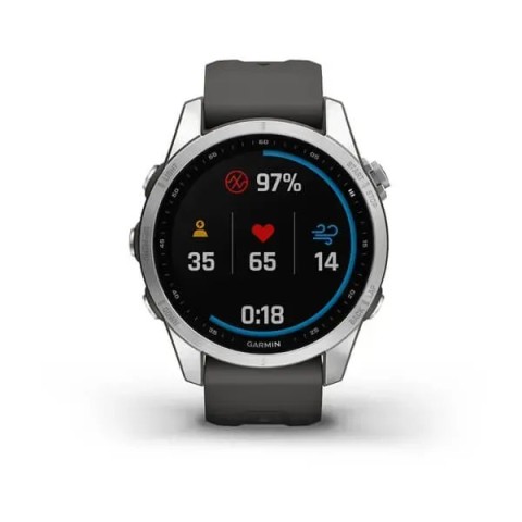 Смарт-часы Garmin fenix 7S серебристые с ремешком графитового цвета
