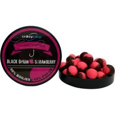 Бойлы Crazy Carp Hybrid Wafters 12mm Black Opium & Strawberry (55шт/уп)