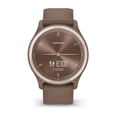 Смарт-годинник Garmin vivomove Sport кольору какао із силіконовим ремінцем і персиково-золотистими вставками