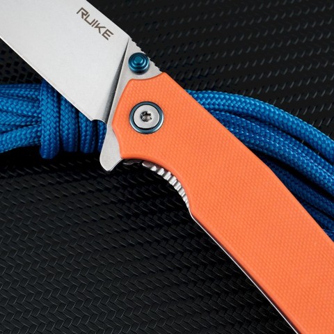Ніж складаний туристичний Ruike P801-J, (8.6 см) 14C28N /  G10 помаранчевий