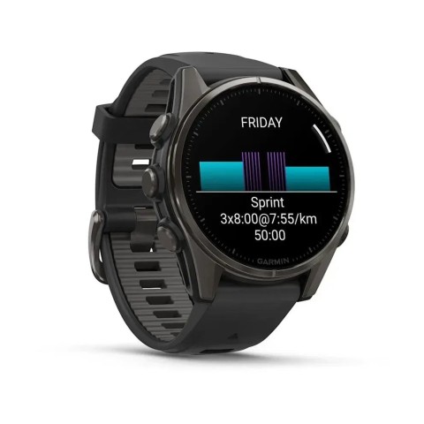 Смарт-годинник Garmin fenix 8 AMOLED (43 мм) Sapphire карбоново-сірий DLC титан чорний/гравійно-сірий