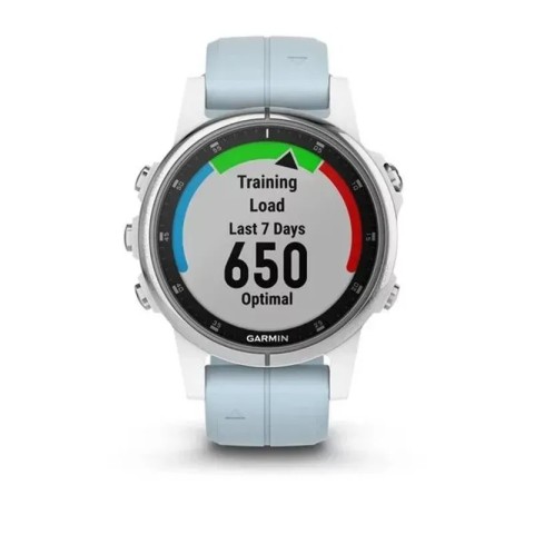 Смарт-годинник Garmin fenix 5S Plus білий з сіро-блакитним ремінцем