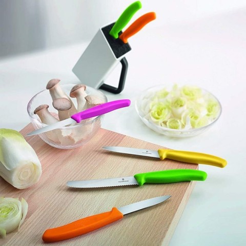 Набір кухонний Victorinox SwissClassic Utility Block 6шт з кольор. ручками з підставкою (5 ножій, овочечистка)