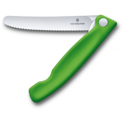 Кухонний ніж Victorinox SwissClassic Foldable Paring лезо 11см хвил. з зел. ручкою (блістер)