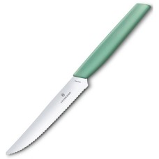 Кухонний ніж Victorinox Swiss Modern Steak&Pizza 12см хвил. з мятн. ручкою