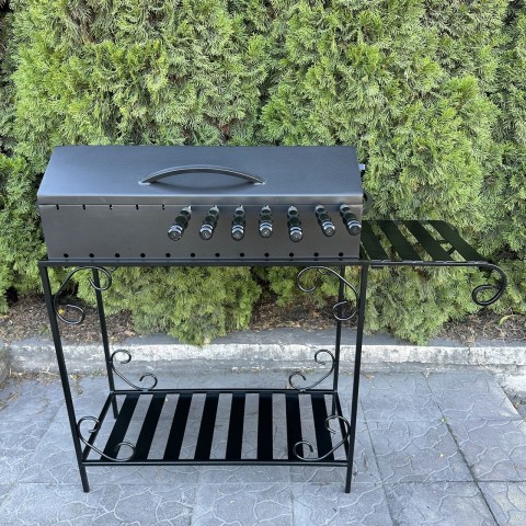 Мангал-барбекю з дровницею на 12 шампурів 3мм