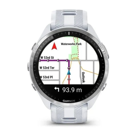 Смарт-годинник Garmin Forerunner 965 з титановим безелем, білим корпусом та білим/сірим силіконовим ремінцем
