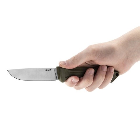 Ніж Sanrenmu S708-1, Sandvik 12C27N, пластик, олива