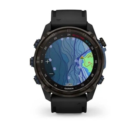Смарт-часы Garmin Descent Mk3i (51 мм) карбоново-серые DLC титановые с черным силиконовым ремешком и Descent T2 Transceiver