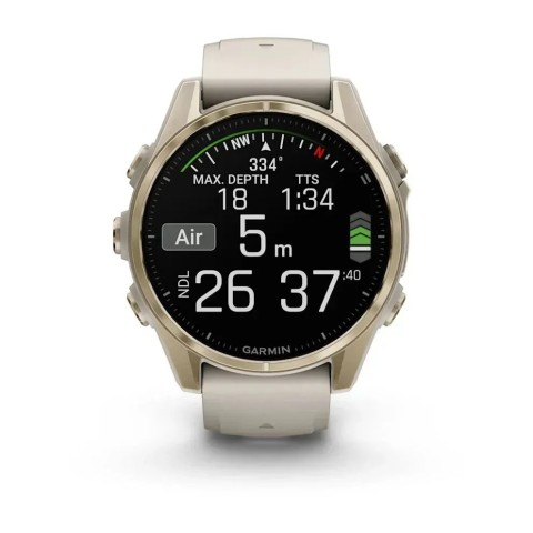 Смарт-годинник Garmin fenix 8 AMOLED (43 мм) Sapphire золотистий/туманно-сірий пісочний