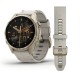 Спортивний годинник Garmin Fenix 8 Amoled 43мм Sapphire Soft Gold з піщаним шкіряним ремінцем 010-02903-40