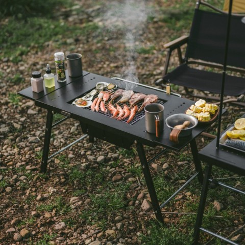 Стіл для барбекю сталевий Naturehike CNK2350CF018, чорний