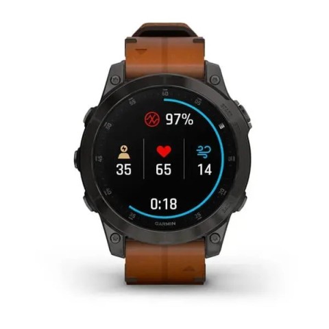 Смарт-годинник Garmin epix Gen 2 Sapphire чорний титановий з каштановим шкіряним ремінцем