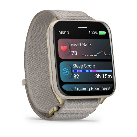 Смарт-часы Garmin Venu X1 золотистый / титан с ремешком цвета французский серый
