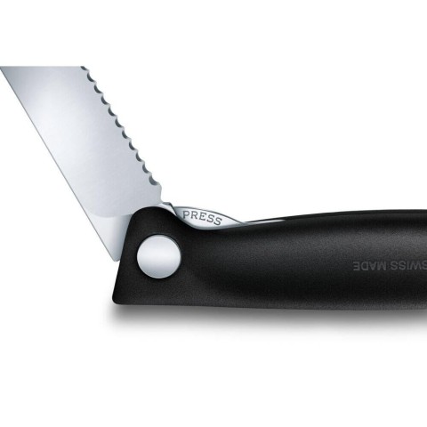 Ніж кухонний складний Victorinox SwissClassic 11 см, серрейтор, заокруглений, чорний