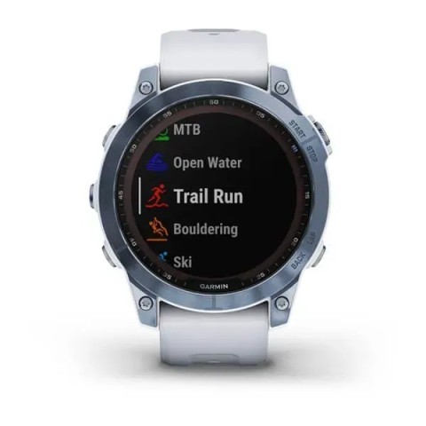Смарт-годинник Garmin fenix 7 Sapphire Solar мінерально-синій титановий DLC з ремінцем кольору білого каменю