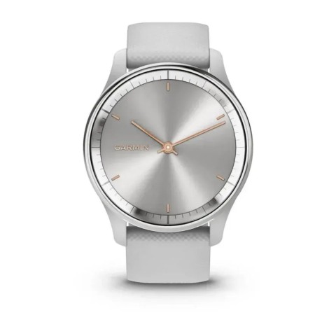 Смарт-годинник Garmin vivomove Trend із сріблястим сталевим безелем, сірими корпусом та ремінцем