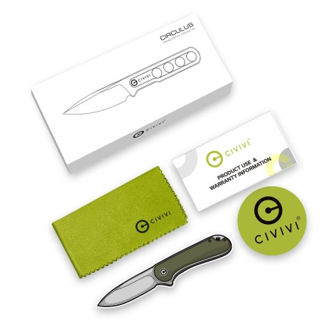 Ніж фіксований тактичний Civivi Circulus, (5 см) 10Cr15CoMoV сірий з бусиною з титану 6AL4V