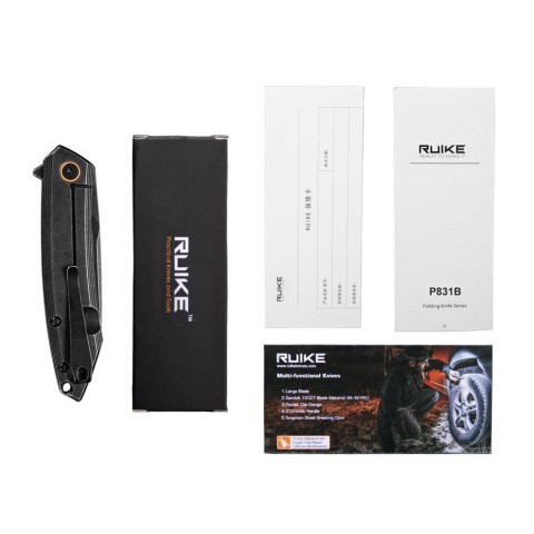 Ніж складаний туристичний Ruike P831S-SB, (8.5 см) 14C28N / 3cr14n чорний