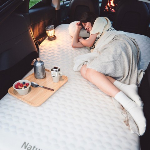 Матрац автомобільний кемпінговий двомісний Naturehike CNK2450WS010, 197х134х6,5 см світлий із вбудованою помпою для надування