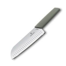Нож кухонный Victorinox Swiss Modern Santoku Fluted, 17 см, олива, блистер