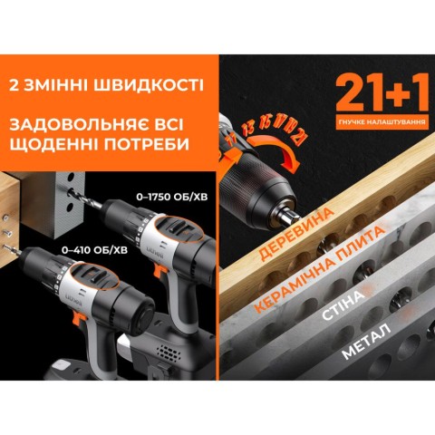 Акумуляторний дриль‑шурупокрут Litheli щітковий, живлення від павербанку (УМБ Litheli Power Bank 20000 mAh, 45 W, 2А в комплекті)