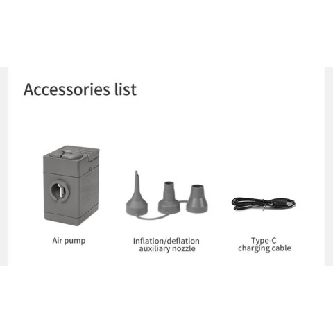 Самонадувний матрац, двомісний, із вбудованою помпою Naturehike CNK2450WS040, 250 мм, сірий