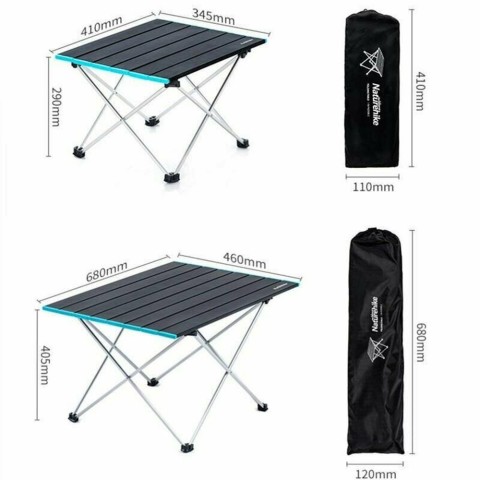Стіл розкладний алюмінієвий для пікніку Naturehike NH17Z001-L, 34х25 см, сірий