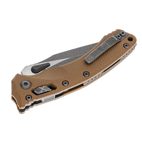 Нож Microtech Amphibian Ram-Lock, клинок Apoc Fluted, рукоять tan G10