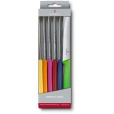 Набір кухонний Victorinox SwissClassic Tomato&Sausage Set 6 ножів лезо 11см хвил. з кольор. ручкою у подар.упак.