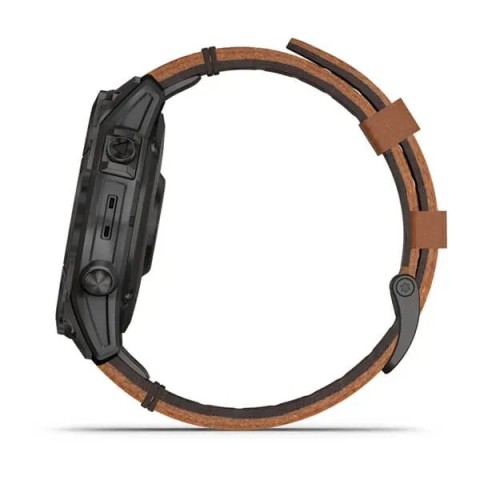 Смарт-годинник Garmin epix Gen 2 Sapphire чорний титановий з каштановим шкіряним ремінцем