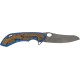 Нож Olamic Wayfarer 247 Damasteel Mouflon blade. FS/Molten ц:blue/bronze