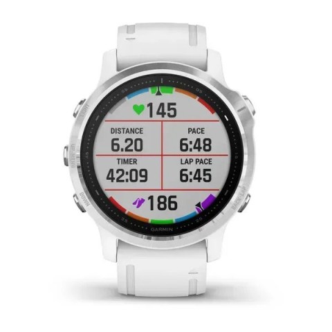 Смарт-годинник Garmin fenix 6S білий з білим ремінцем