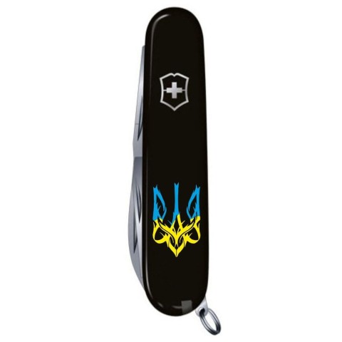 Ніж Huntsman Ukraine 91мм/15функ/чорн /Тризуб готичний син-жовт.
