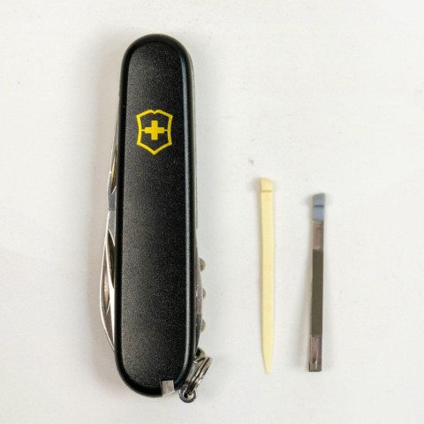 Ніж Victorinox Spartan Mat 91мм,12функ,чорн.мат,штоп,жовт.лого