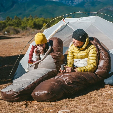 Спальник з натуральним пухом Naturehike Snowbird CNK2550WS014, p-р L, темно-коричневий 400 г