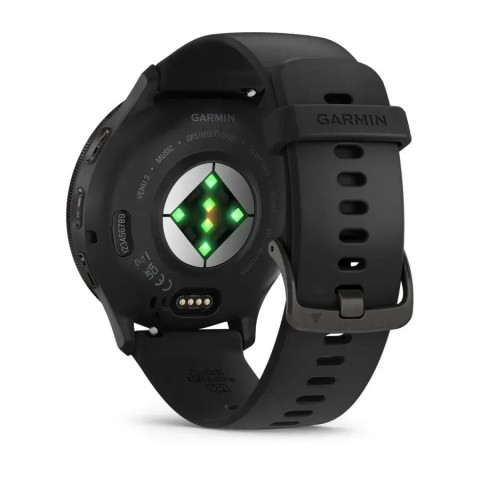 Смарт-годинник Garmin Venu 3 чорний зі сланцевим сталевим безелем і силіконовим ремінцем