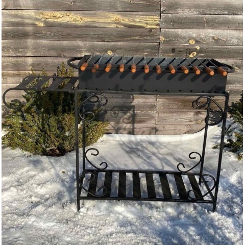 Мангал із дровницею на 12 шампурів 4мм