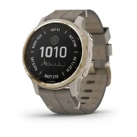 Смарт-часы Garmin fenix 6S Pro Solar Edition светло-золотистые с серым замшевым ремешком