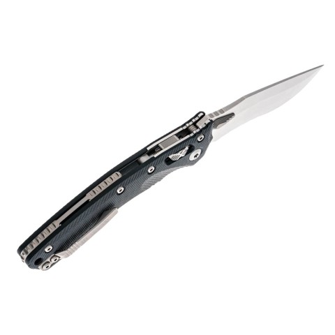 Нож Microtech Amphibian Ram-Lok, клинок полусерр. Stwsh Fluted,  рукоять черная G10