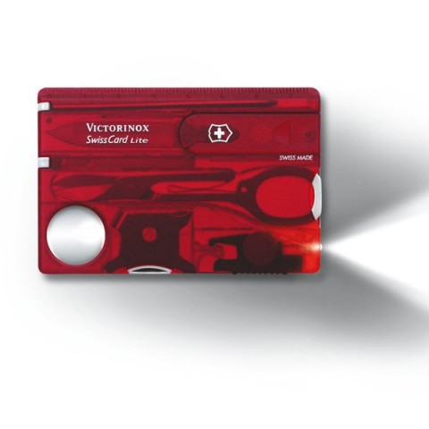 Ніж Victorinox Swisscard Lite 82х54х4мм,12функ,черв.прозор