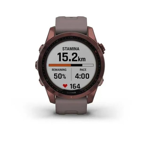 Смарт-годинник Garmin fenix 7S Sapphire Solar темно-бронзовий титановий з глиняно-сірим ремінцем