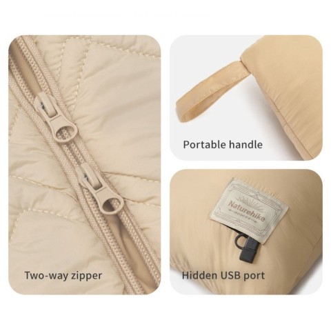 Ковдра з підігрівом Naturehike CNK2450PJ015, 70х150 см, бежева