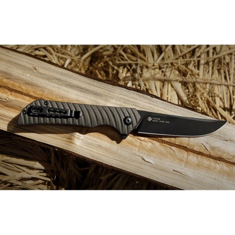 Ніж складаний туристичний Ruike P122-MB, (9.2 см) 14C28N / мікарта коричневий