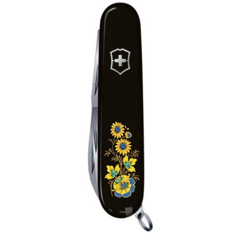 Ніж Victorinox Spartan Ukraine 91мм,12функ,чорн ,Квіти